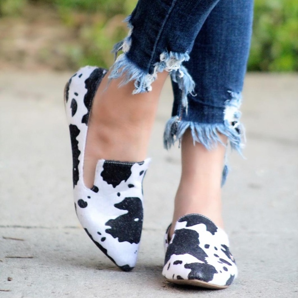 5🌟 BESTSELLER Printed Calf Hair Slip-On Loafers